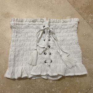 white lace up tube top